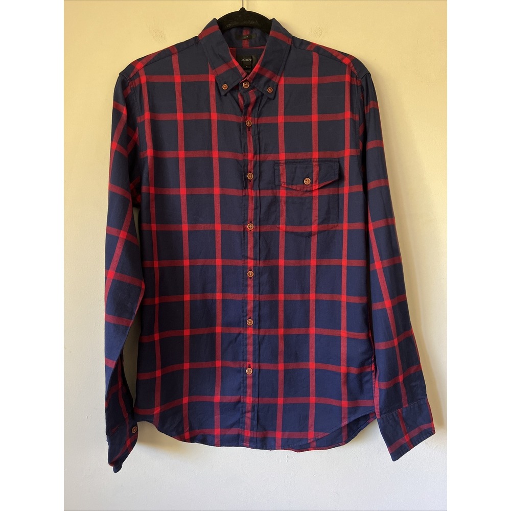 J.Crew Men's Size Small Plaid Slim Fit Long Sleeve Button-Down Flannel Shirt